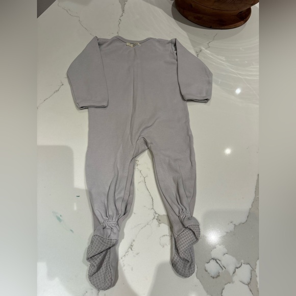 L'ovedbaby Soft Gray Baby Snap Footie 6-9 Months 100% Organic Cotton - Picture 2 of 3
